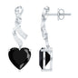 Lab Grown Black Diamond Heart Drop Earrings with Diamonds