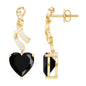 Lab Grown Black Diamond Heart Drop Earrings with Diamonds