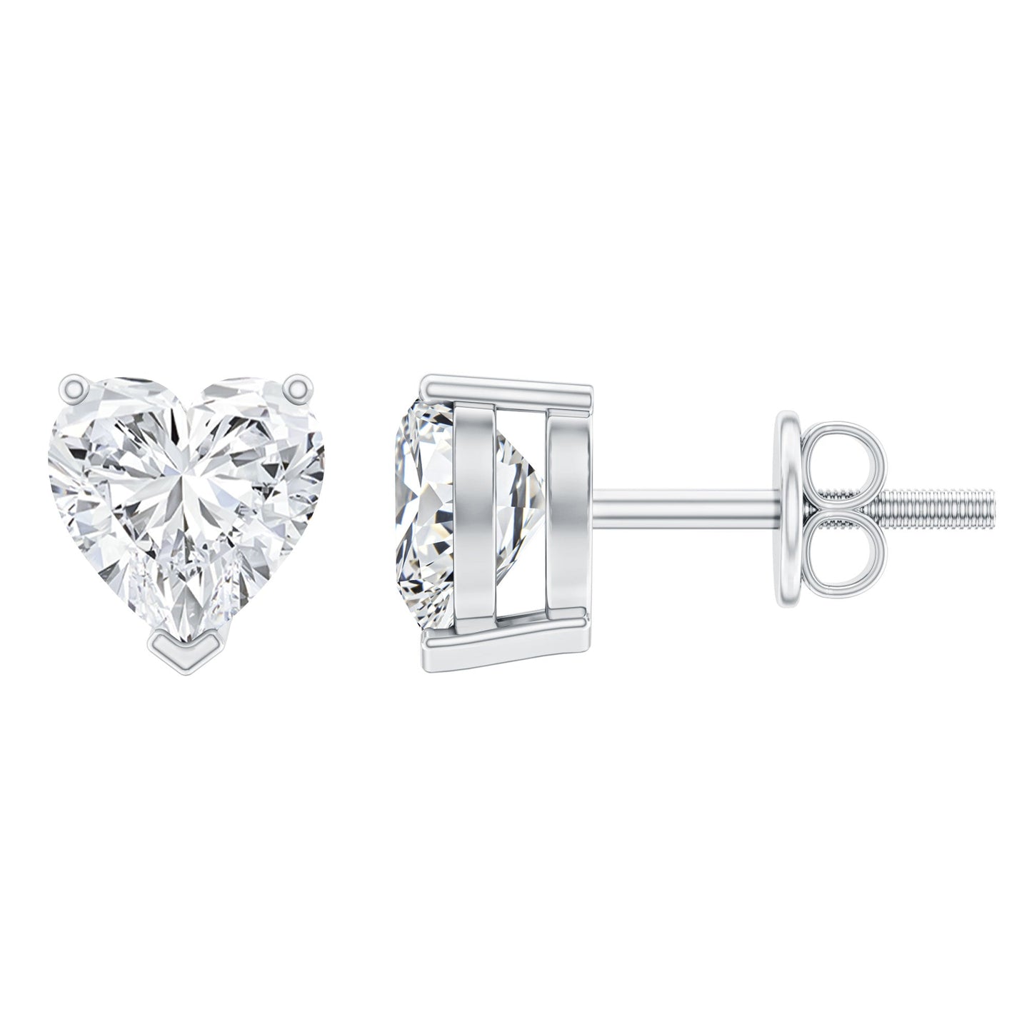 1 Carat Lab Grown Diamond Heart Stud Earrings in 14K Gold Plated Silver