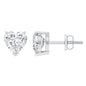 1 Carat Lab Grown Diamond Heart Stud Earrings in 14K Gold Plated Silver