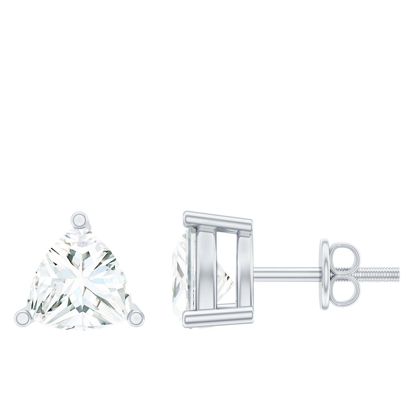 Trilliant Cut 0.8 Carat Lab Grown Diamond Solitaire Stud Earrings