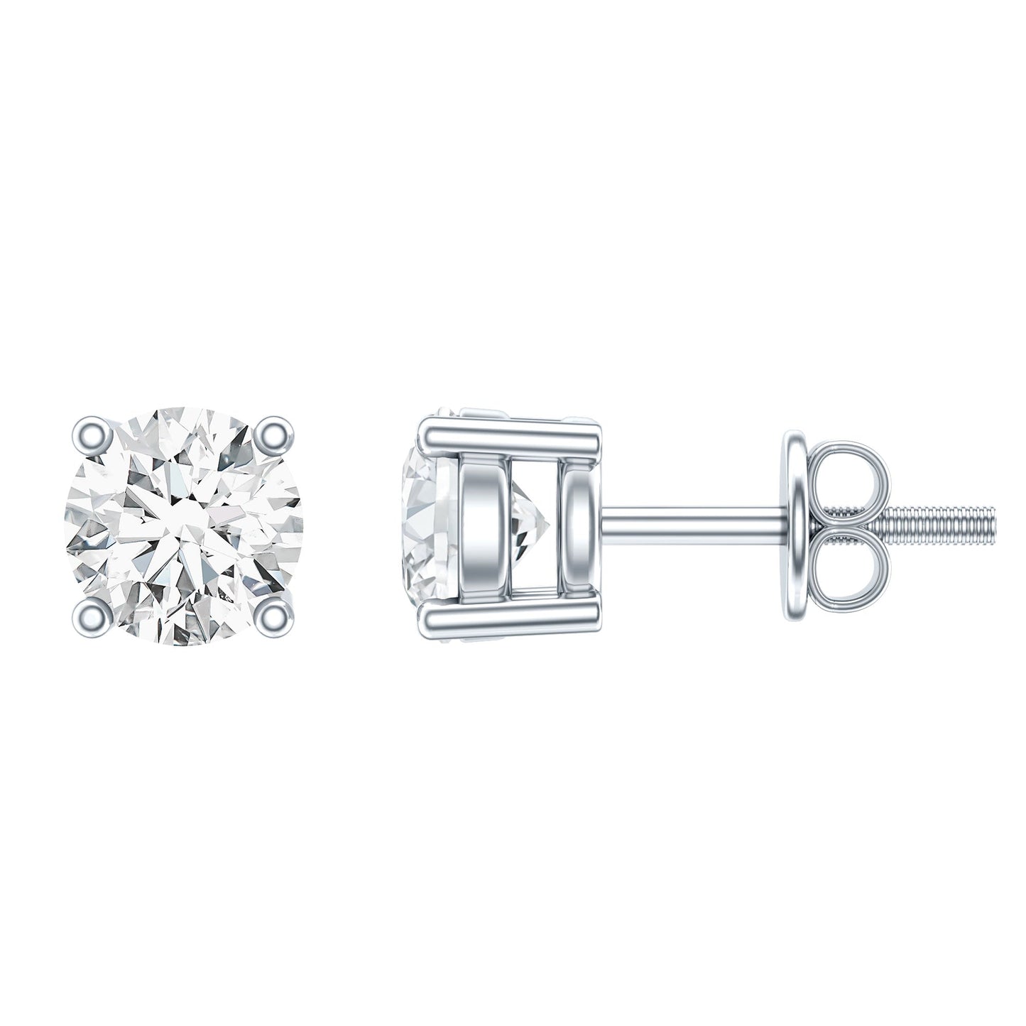Certified Cubic Zirconia Half Carat Stud Earrings with Screw Back
