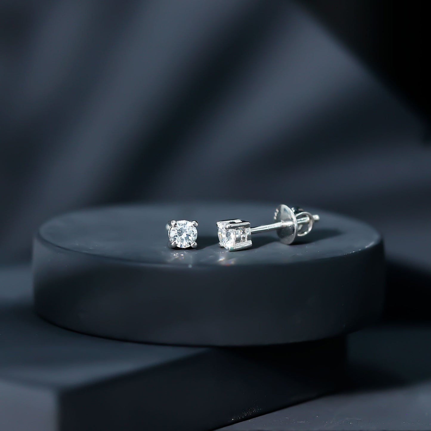 Certified Cubic Zirconia Half Carat Stud Earrings with Screw Back