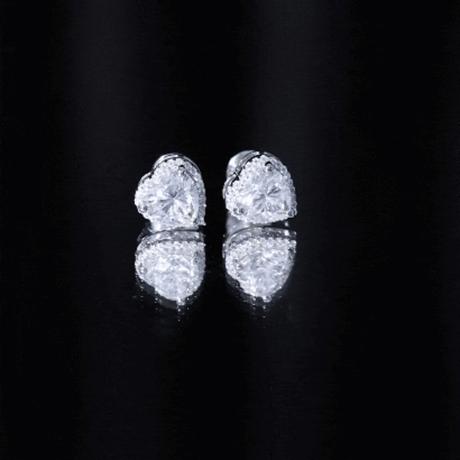 Certified 4 Carat Cubic Zirconia Heart Stud Earrings For Women
