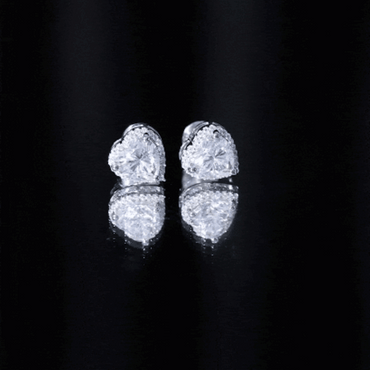 Certified 4 Carat Cubic Zirconia Heart Stud Earrings For Women