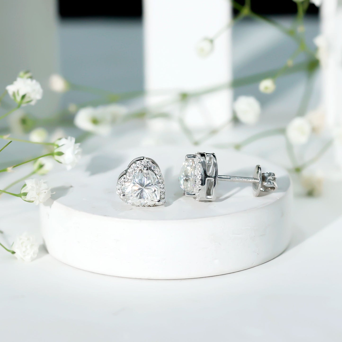 Certified 4 Carat Cubic Zirconia Heart Stud Earrings For Women