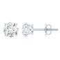 Certified One Carat Cubic Zirconia Solitaire Stud Earrings in Silver