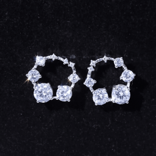Cubic Zirconia Big Stud Earrings with Screw Backs