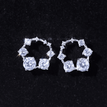 Cubic Zirconia Big Stud Earrings with Screw Backs