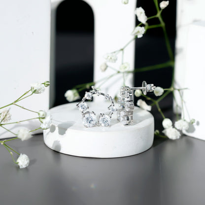 Cubic Zirconia Big Stud Earrings with Screw Backs