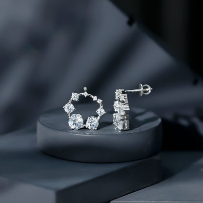 Cubic Zirconia Big Stud Earrings with Screw Backs