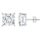Cubic Zirconia 7 MM Princess Cut Earrings in Silver