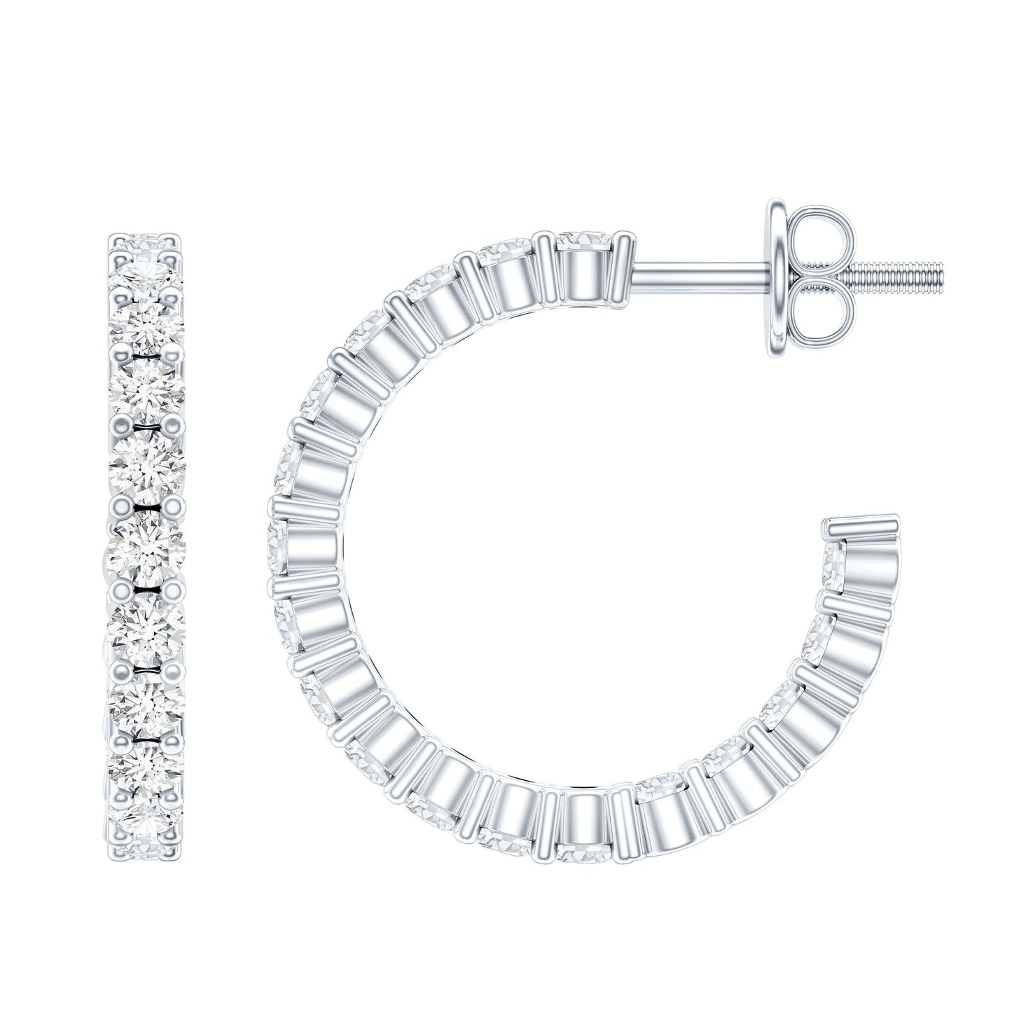 Lab Grown Diamond Hoop Earrings with Screw Back