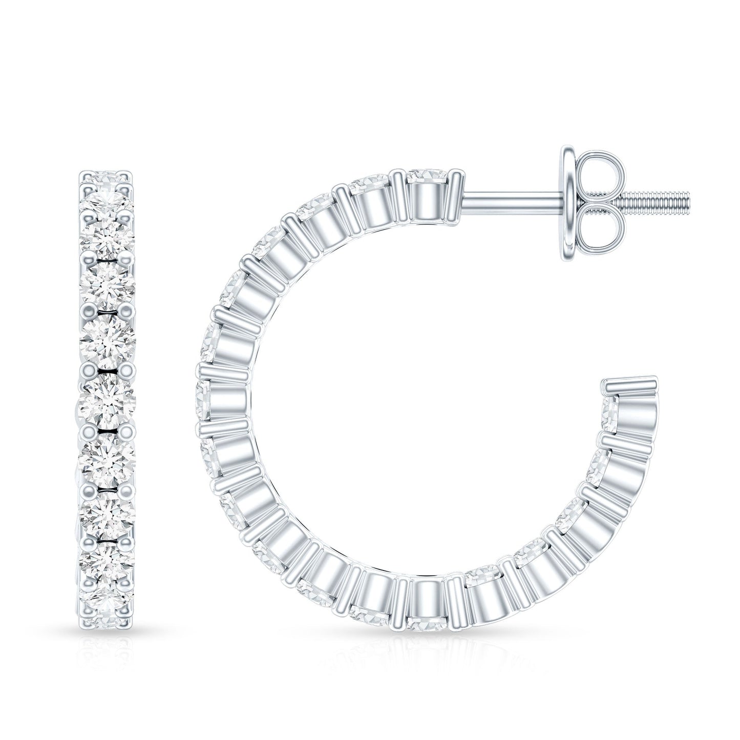 Lab Grown Diamond Hoop Earrings with Screw Back