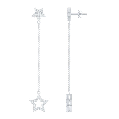 Certified Diamond Star Chain Earrings