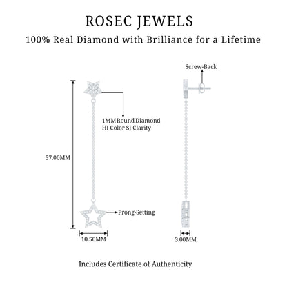 Certified Diamond Star Chain Earrings