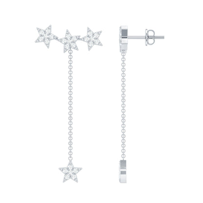 Natural Diamond Star Dangle Earrings