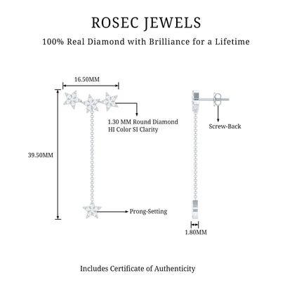 Natural Diamond Star Dangle Earrings