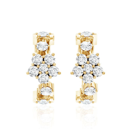 Certified Diamond Flower Hoop Earrings For Women
