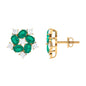 Certified Emerald and Moissanite Wedding Stud Earrings