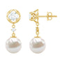 6 Carat Freshwater Pearl Flower Drop Earrings with Moissanite
