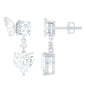 3 Carat Heart Shape Moissanite Drop Earrings with Butterfly
