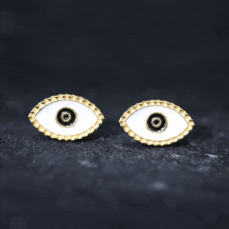 Enamel Evil Eye Stud Earrings for Women