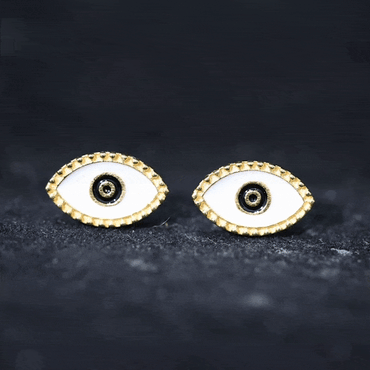 Enamel Evil Eye Stud Earrings for Women