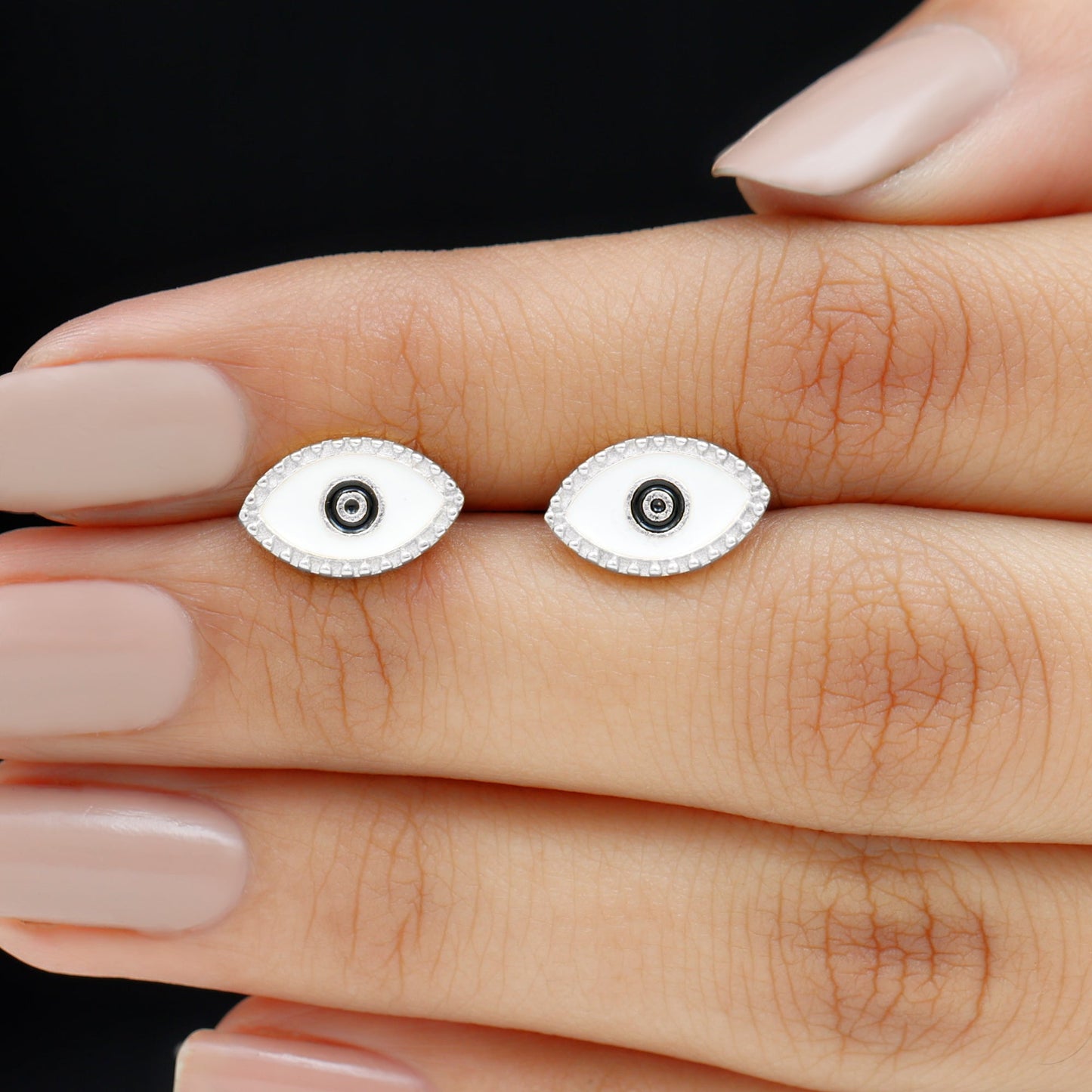 Enamel Evil Eye Stud Earrings for Women