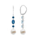 Freshwater Pearl and Blue Topaz Dangle Earrings with Diamond