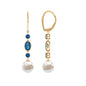 Freshwater Pearl and Blue Topaz Dangle Earrings with Diamond