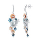 Certified Multi Gemstone Flower Dangle Earrings in Sterling Silver