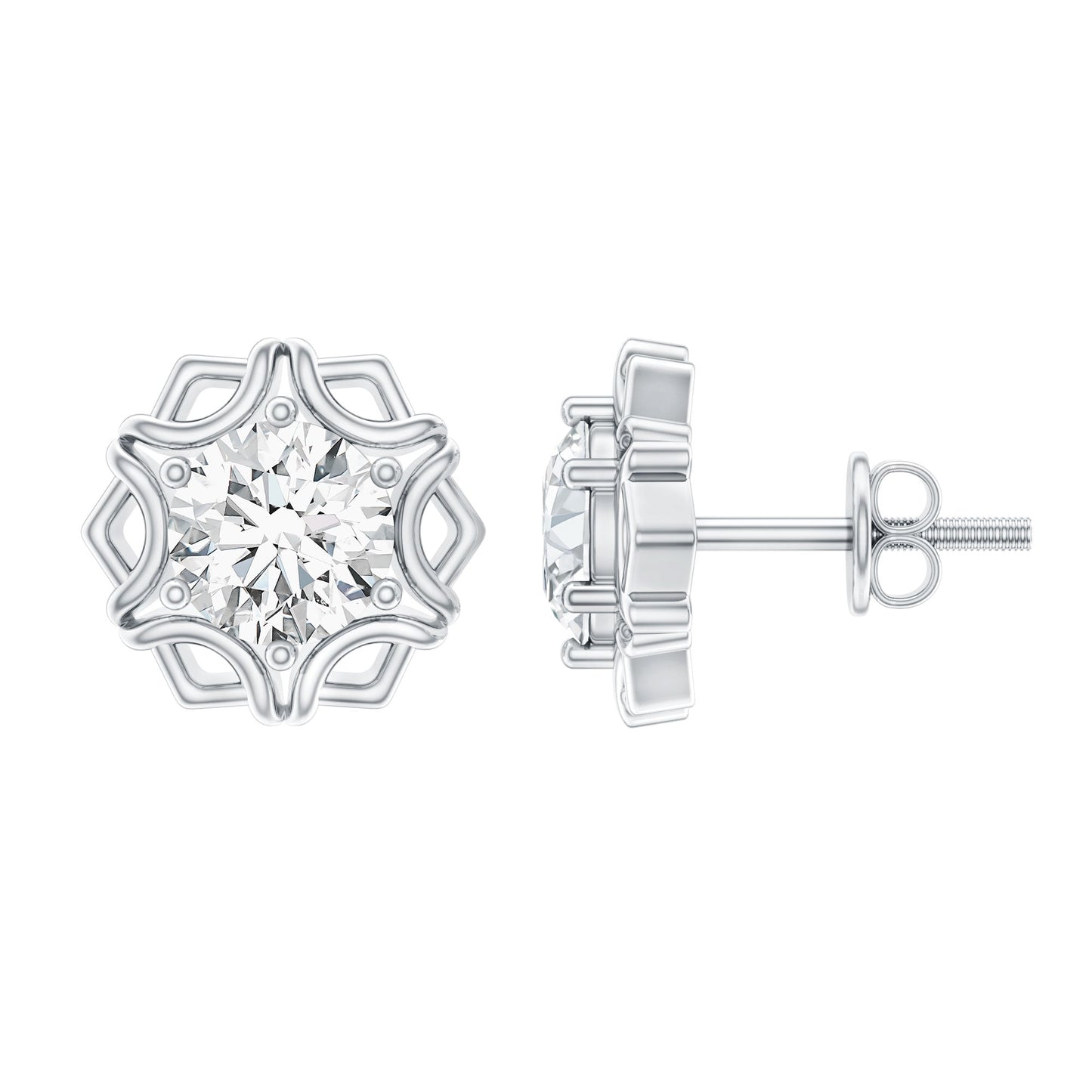 Lab Grown Diamond 1.9 Carat Stud Earrings With Screw Back