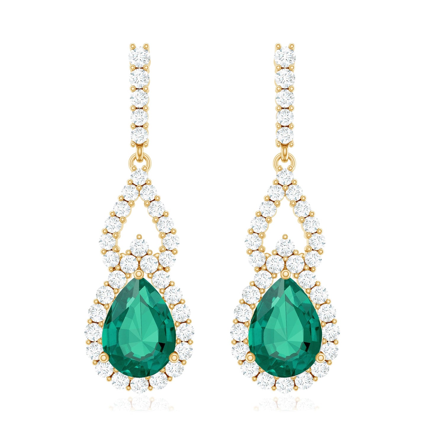 Lab Grown Emerald Vintage Style Earrings with Diamond