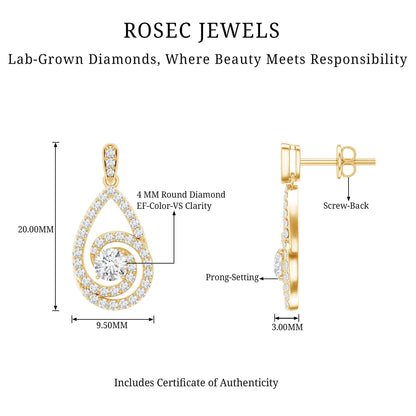 Lab Grown Diamond Swirl Earrings With Screw Back