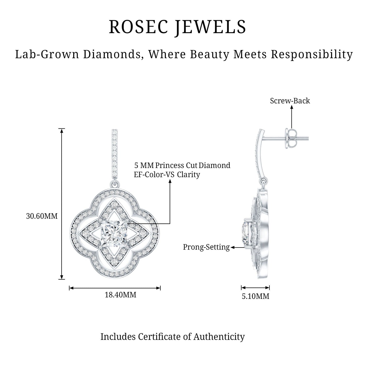 Certified Lab Grown Diamond Floral Drop Earrings