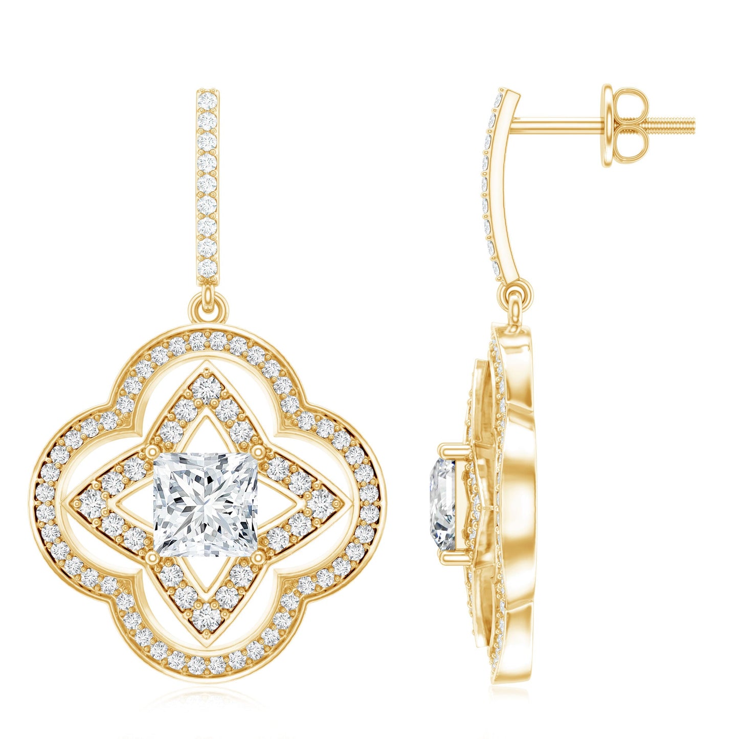 Certified Lab Grown Diamond Floral Drop Earrings