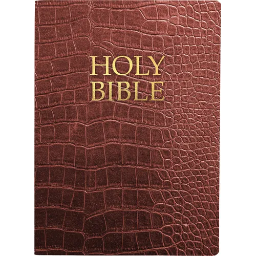 Kjver Holy Bible, Large Print, Walnut Alligator Bonded Leather, Thumb Index: (King James Version Easy Read, Red Letter, Burgundy) - Leather