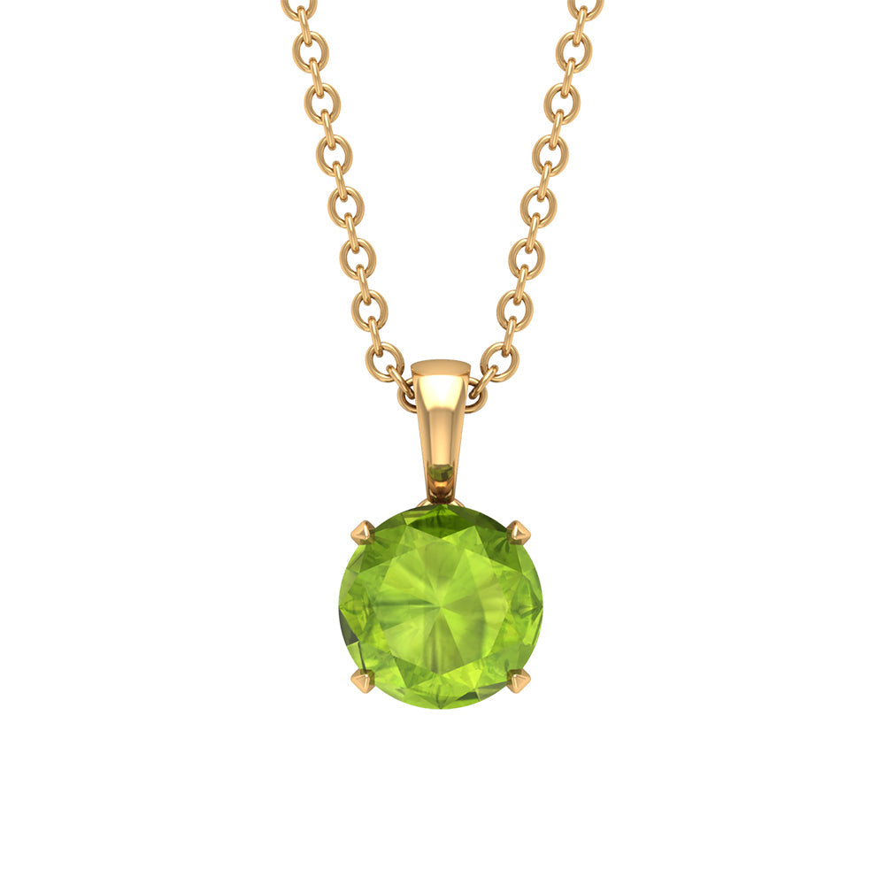 2 CT Round Cut Peridot Solitaire Pendant Necklace