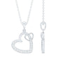 Natural Diamond Interlocked Heart Pendant Necklace