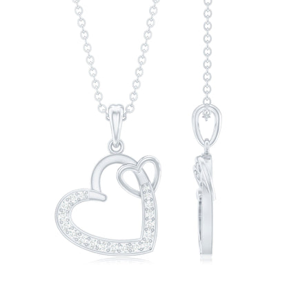 Natural Diamond Interlocked Heart Pendant Necklace
