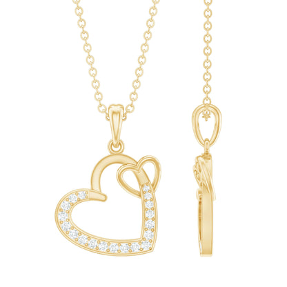 Natural Diamond Interlocked Heart Pendant Necklace