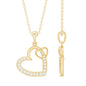 Natural Diamond Interlocked Heart Pendant Necklace