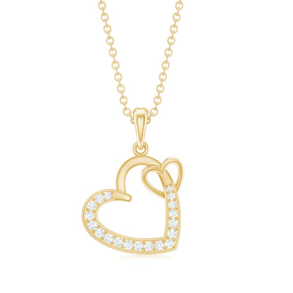 Natural Diamond Interlocked Heart Pendant Necklace