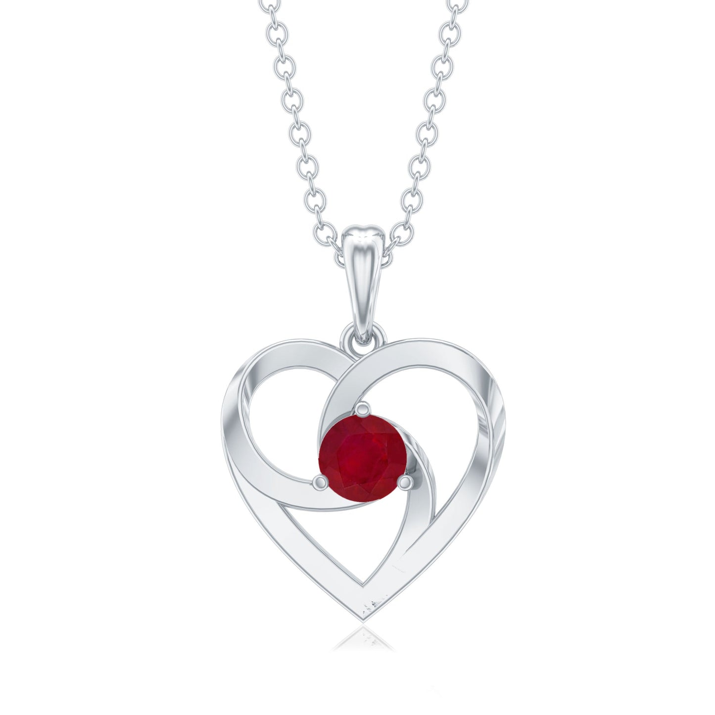 0.25 Carat Round Cut Solitaire Ruby Heart Pendant Necklace
