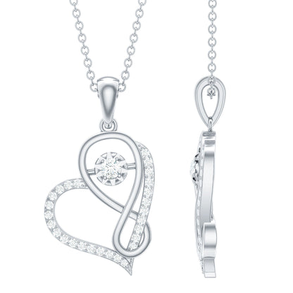 Womens Moissanite Infinity Heart Pendant Necklace With Chain