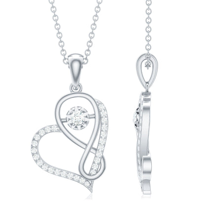 Womens Moissanite Infinity Heart Pendant Necklace With Chain