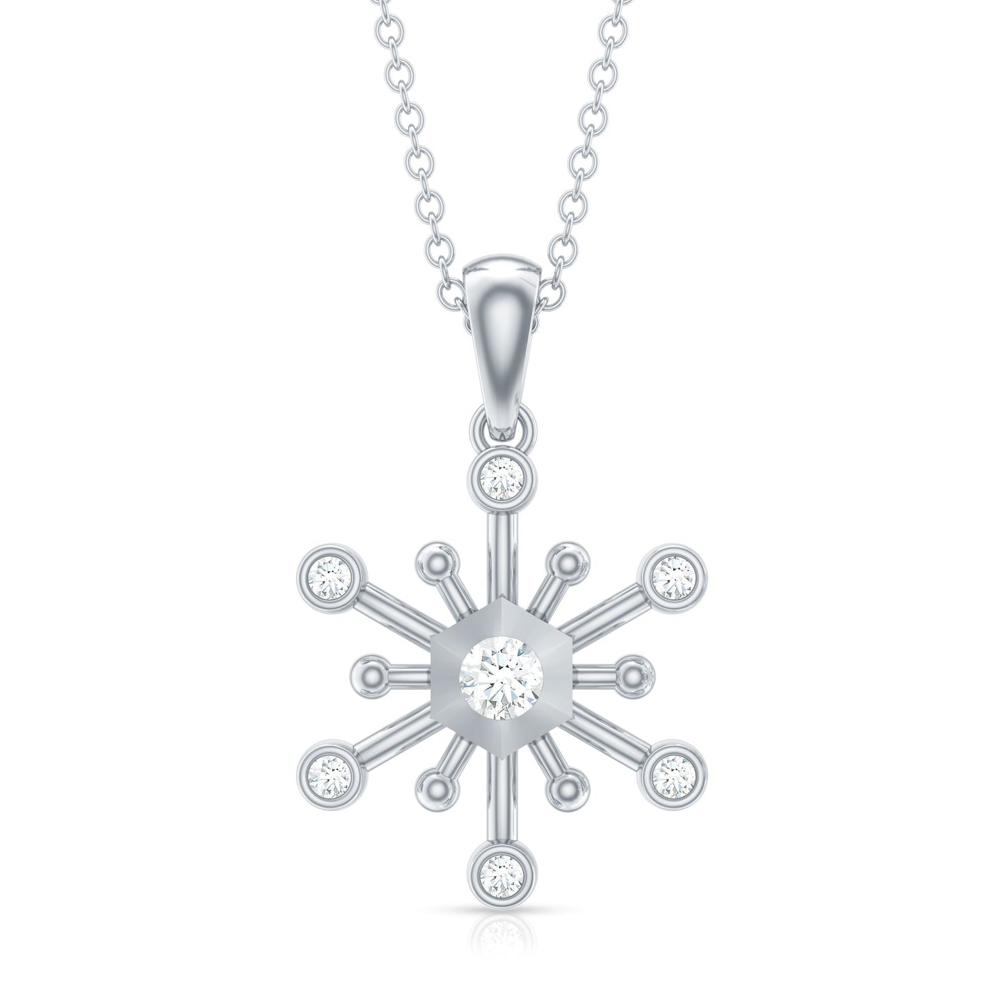 Diamond Snowflake Pendant Necklace for Women