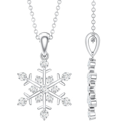 Certified Moissanite Snowflake Necklace Pendant for Women