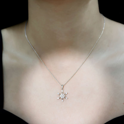 Certified Moissanite Snowflake Necklace Pendant for Women